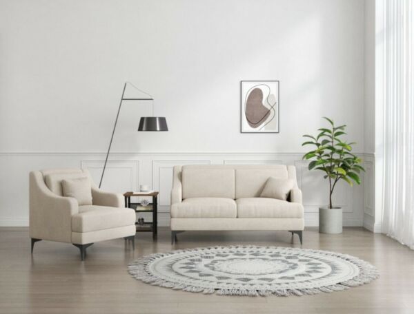 كنب ثنائي بذراعين ليسا - بيج