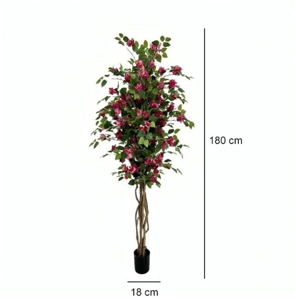 شجرة بوغانفيليا صناعية 180 سم - اخضر و وردي
