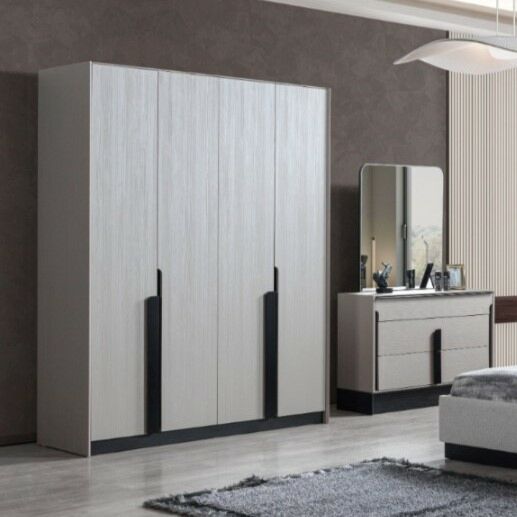 خزانة ملابس 4 أبواب بوما - بيج واسود