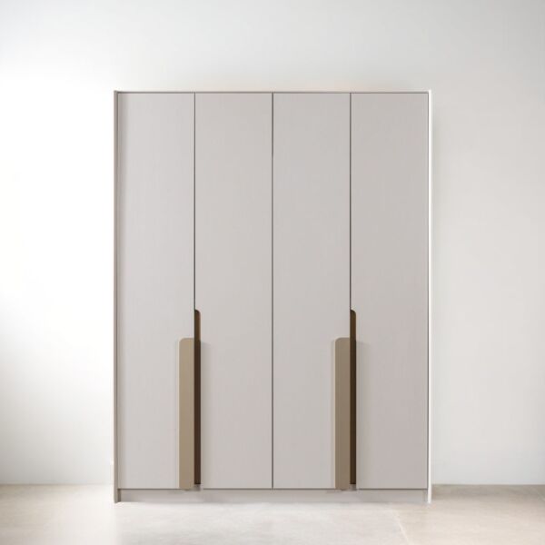 دولاب ملابس 4 ابواب باباتيا - كريمي وذهبي