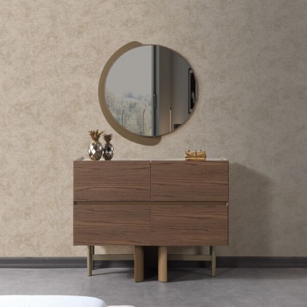 طاولة تزيين مع مرآه ريغان - بني