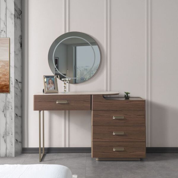 طقم غرفة نوم كينغ 5 قطع كونا - 180x200سم - بيج