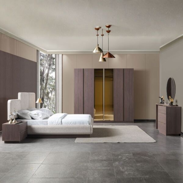 دولاب ملابس 6 أبواب يوكا مقاوم للكسر - بني