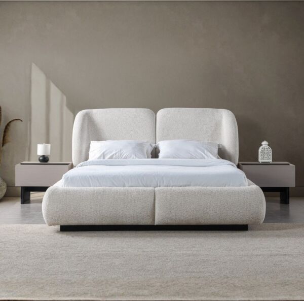 طقم غرفة نوم كينغ 5 قطع ايلانا بمساحة تخزين - 180x200سم - بيج واسود