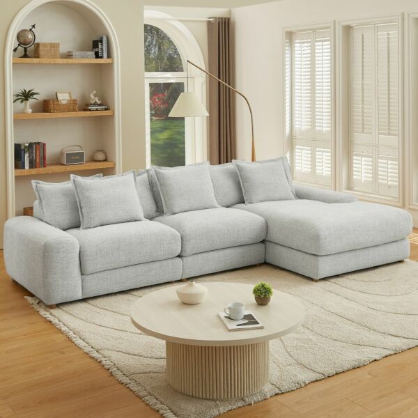 كنب زاوية يمين بلس - رمادي فاتح