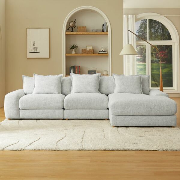 كنب زاوية يمين بلس - رمادي فاتح