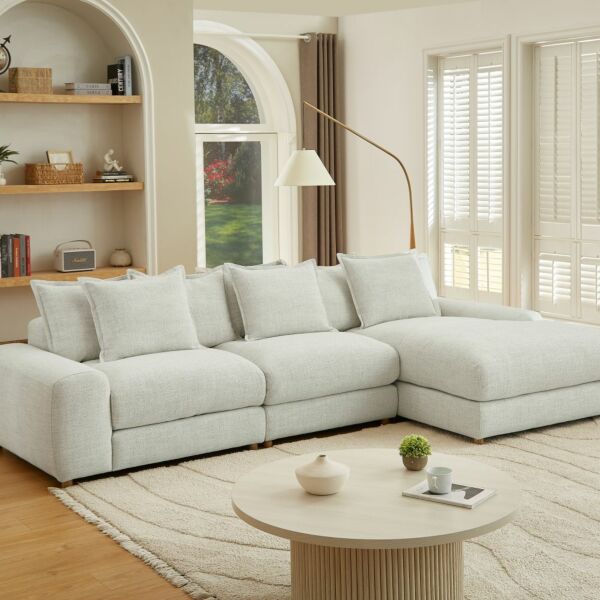 كنب زاوية يمين بلس - كريمي