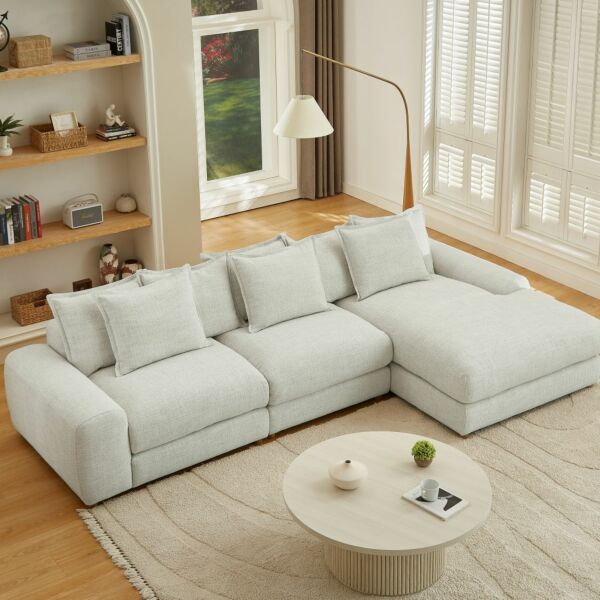 كنب زاوية يمين بلس - كريمي