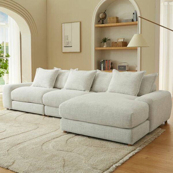 كنب زاوية يمين بلس - كريمي