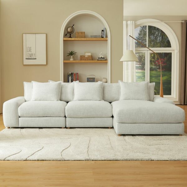 كنب زاوية يمين بلس - كريمي