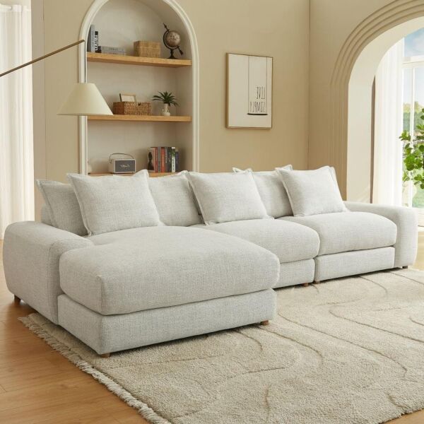 كنب زاوية يسار بلس - كريمي