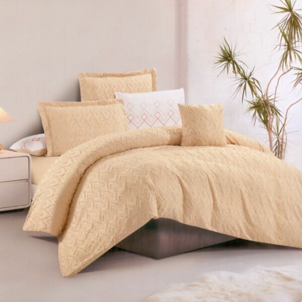 طقم لحاف كينج سادة مطرز استريم لايف 7 قطع تالا - بيج غامق