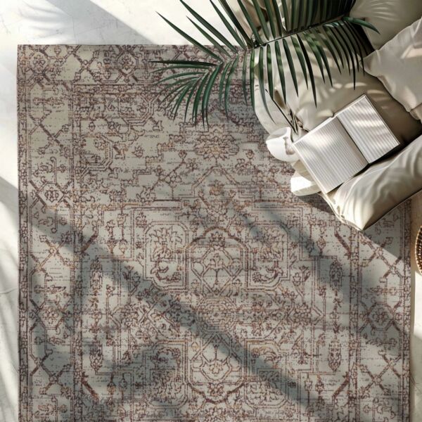 سجاد إلهام بوهيمي بلجيكي خيش - بني ومتعدد الالوان