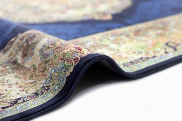 سجاد كلاسيك سوبر بابل حرير تركي - بيج وازرق