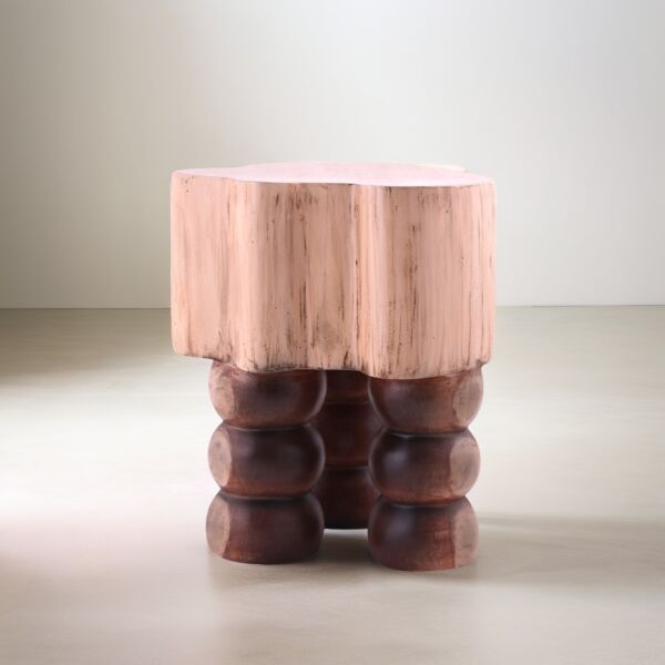 طاولة جانبية فيولكا - بيج خشبي وبني