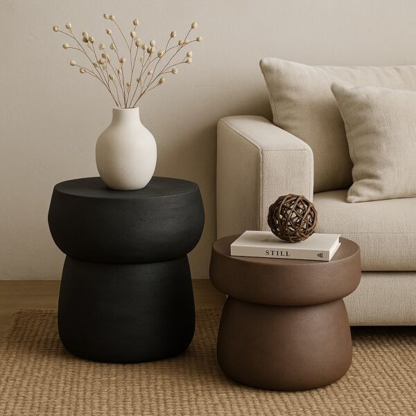 طقم طاولتين جانبيتان إيفان - اسود وبني