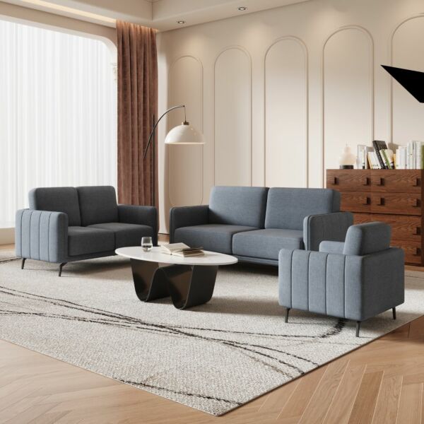 طقم كنب رومو - رمادي فاتح واسود