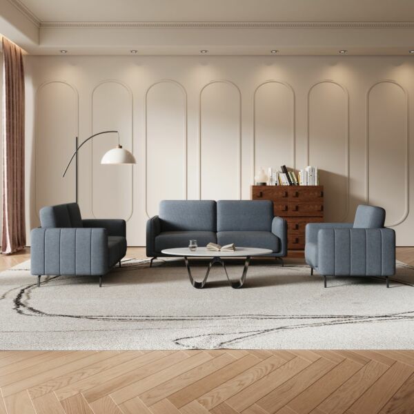 طقم كنب رومو - رمادي فاتح واسود