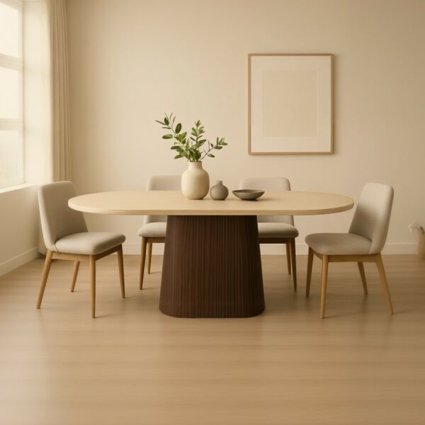 طاولة طعام فيكتوريا 8 اشخاص - بيج وبني