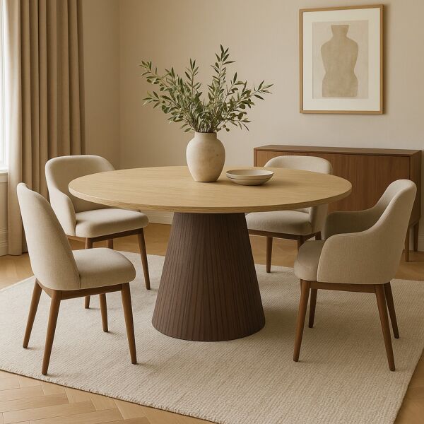 طاولة طعام فيكتوريا 4 اشخاص 135 سم - بيج وبني