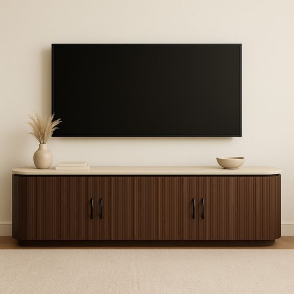 طاولة تلفزيون رواد - بني وبيج