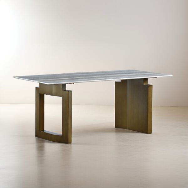 طاولة طعام جوان 6 اشخاص - رمادي ونحاسي