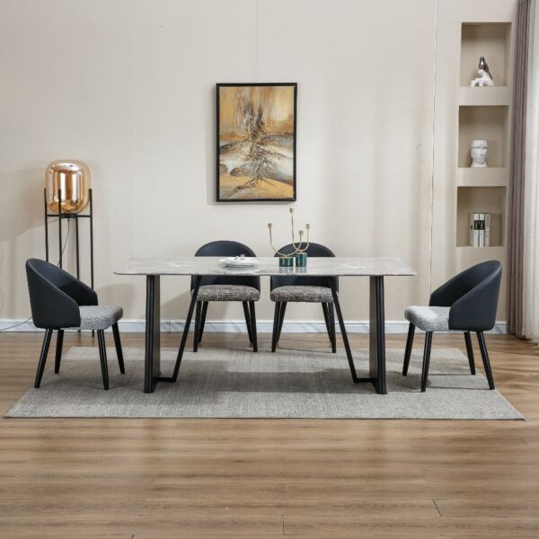 طاولة طعام بلاكوس 6 اشخاص - رمادي واسود