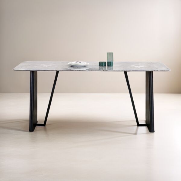 طاولة طعام بلاكوس 6 اشخاص - رمادي واسود