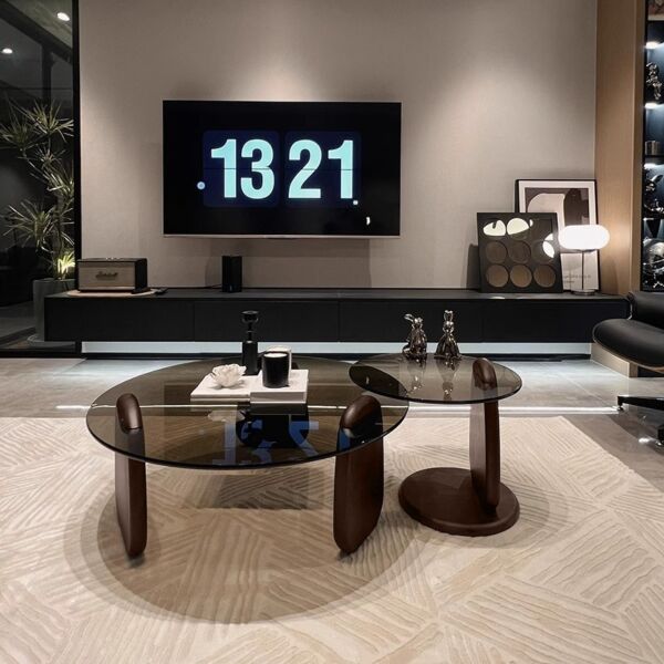 طاولة قهوة قطعتين اسند - بني واسود