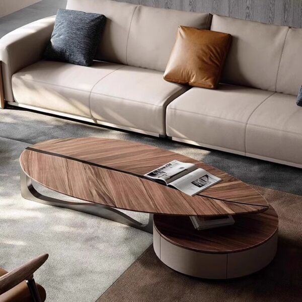 طاولة قهوة قطعتين ليف - بني وبيج واسود