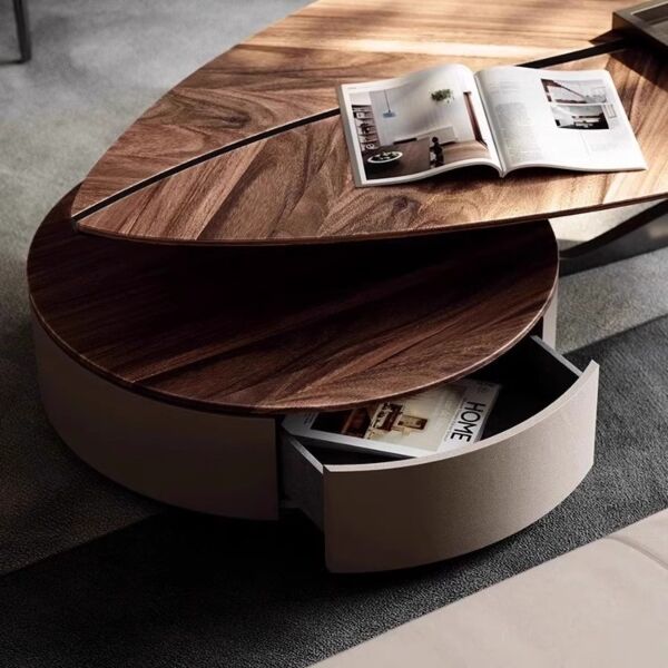 طاولة قهوة قطعتين ليف - بني وبيج واسود