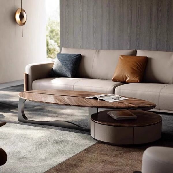 طاولة قهوة قطعتين ليف - بني وبيج واسود