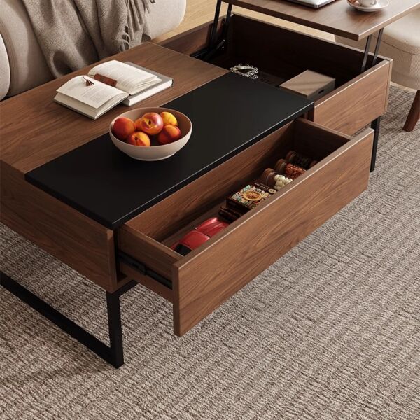 طاولة قهوة بسطح قابل للرفع و مساحة تخزين ميراج - بني واسود