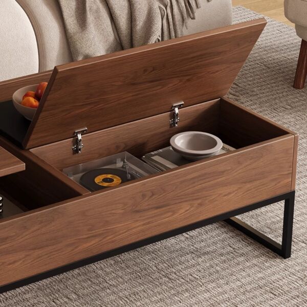 طاولة قهوة بسطح قابل للرفع و مساحة تخزين ميراج - بني واسود