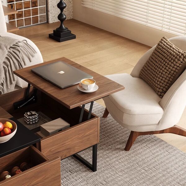 طاولة قهوة بسطح قابل للرفع و مساحة تخزين ميراج - بني واسود