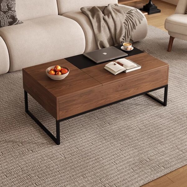 طاولة قهوة بسطح قابل للرفع و مساحة تخزين ميراج - بني واسود