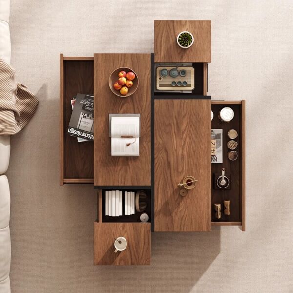 طاولة قهوة بمساحة تخزين فيروكا - بني واسود