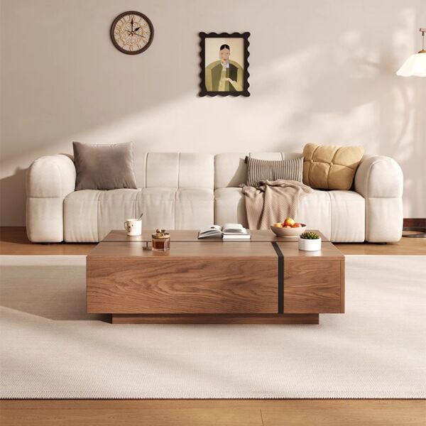 طاولة قهوة بمساحة تخزين فيروكا - بني واسود