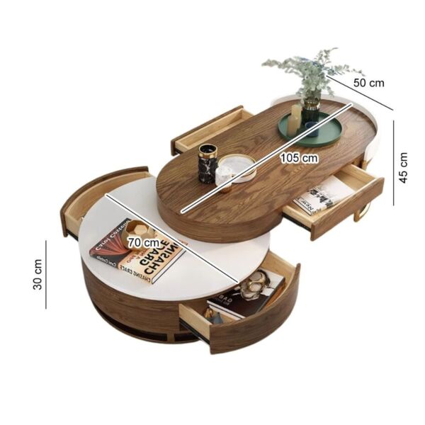 طاولة قهوة قطعتين روميس - بني وابيض