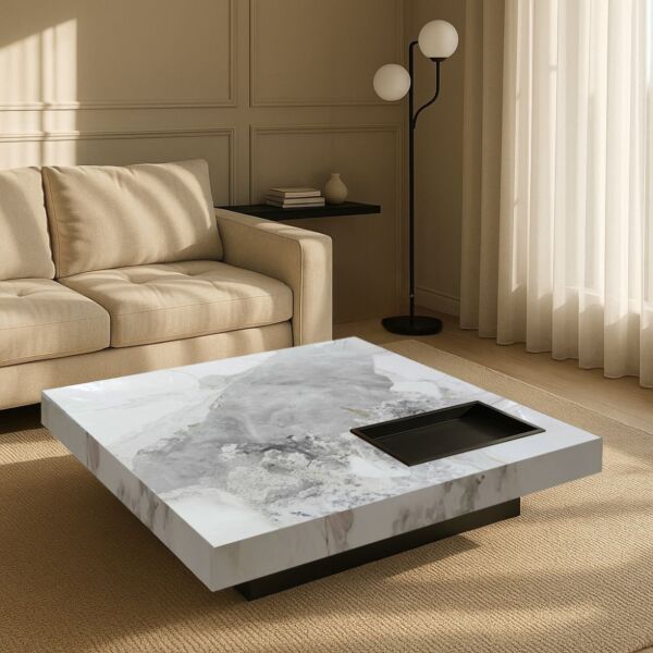 طاولة قهوة رومان - ابيض ومتعدد الالوان
