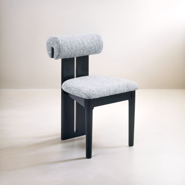 كرسي طاولة طعام اسلين - رمادي فاتح وأسود