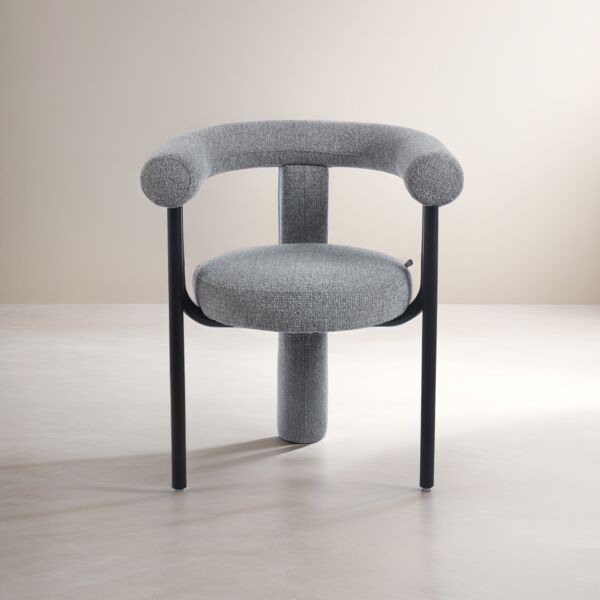 كرسي طاولة طعام ادلينا - رمادي وأسود