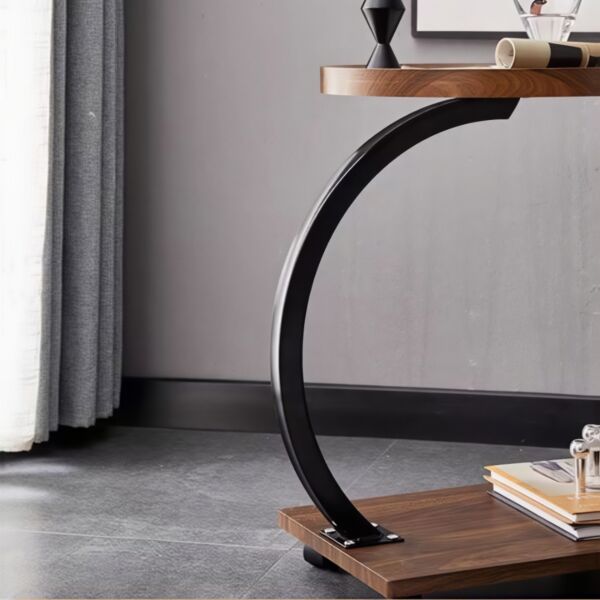 طاولة جانبية بعجلات من مجموعة نوفا - بني واسود