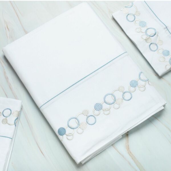 طقم غطاء سرير200 غرزة 6 قطع دوفيه بابلز - أبيض