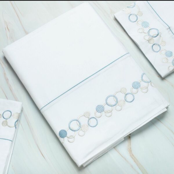 طقم غطاء سرير 200 غرزة 6 قطع بابلز - أبيض