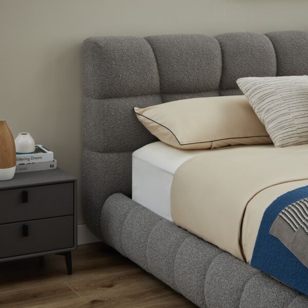 سرير كينغ بوكليه راين 180x 200 سم - رمادي