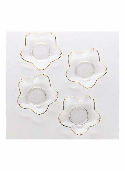 طقم صحون حلى على شكل أزهار الكرز - 4 قطع - شفاف