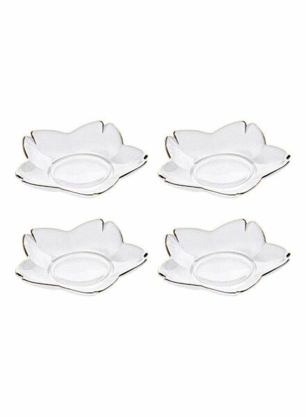 طقم صحون حلى على شكل أزهار الكرز - 4 قطع - شفاف