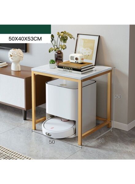 طاولة جانبية ايشال  -  ابيض وذهبي