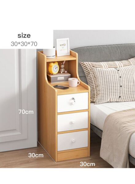 كومودينو نايو ثلاث ادراج ورف  -  بيج وابيض